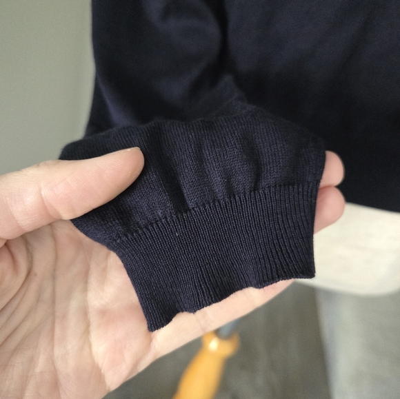 IBlues Navy Sheer Silk Cashmere Button-Up Cardigan Size L - Picture 4 of 6